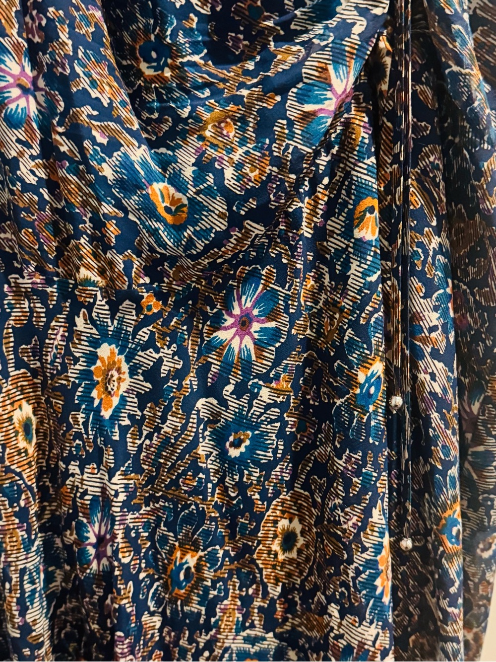 NWT Veronica Beard Dovima 100% Silk Floral Ruched Midi Dress Blue White Sz 4 - Picture 12 of 14